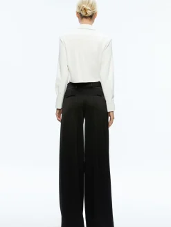 Alice and Olivia VEGAN LEATHER|ESSENTIALS*LEON CROPPED VEGAN LEATHER BUTTON DOWN