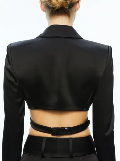 Alice and Olivia SUITS|TOPS*LEONE CROPPED WRAP BLAZER