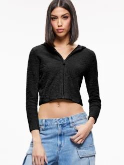 Alice and Olivia SWEATERS|TOPS*LIDELL CROPPED ZIP UP HOODIE