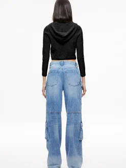 Alice and Olivia SWEATERS|TOPS*LIDELL CROPPED ZIP UP HOODIE