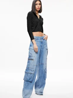 Alice and Olivia SWEATERS|TOPS*LIDELL CROPPED ZIP UP HOODIE