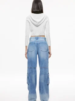 Alice and Olivia SWEATERS|TOPS*LIDELL CROPPED ZIP UP HOODIE