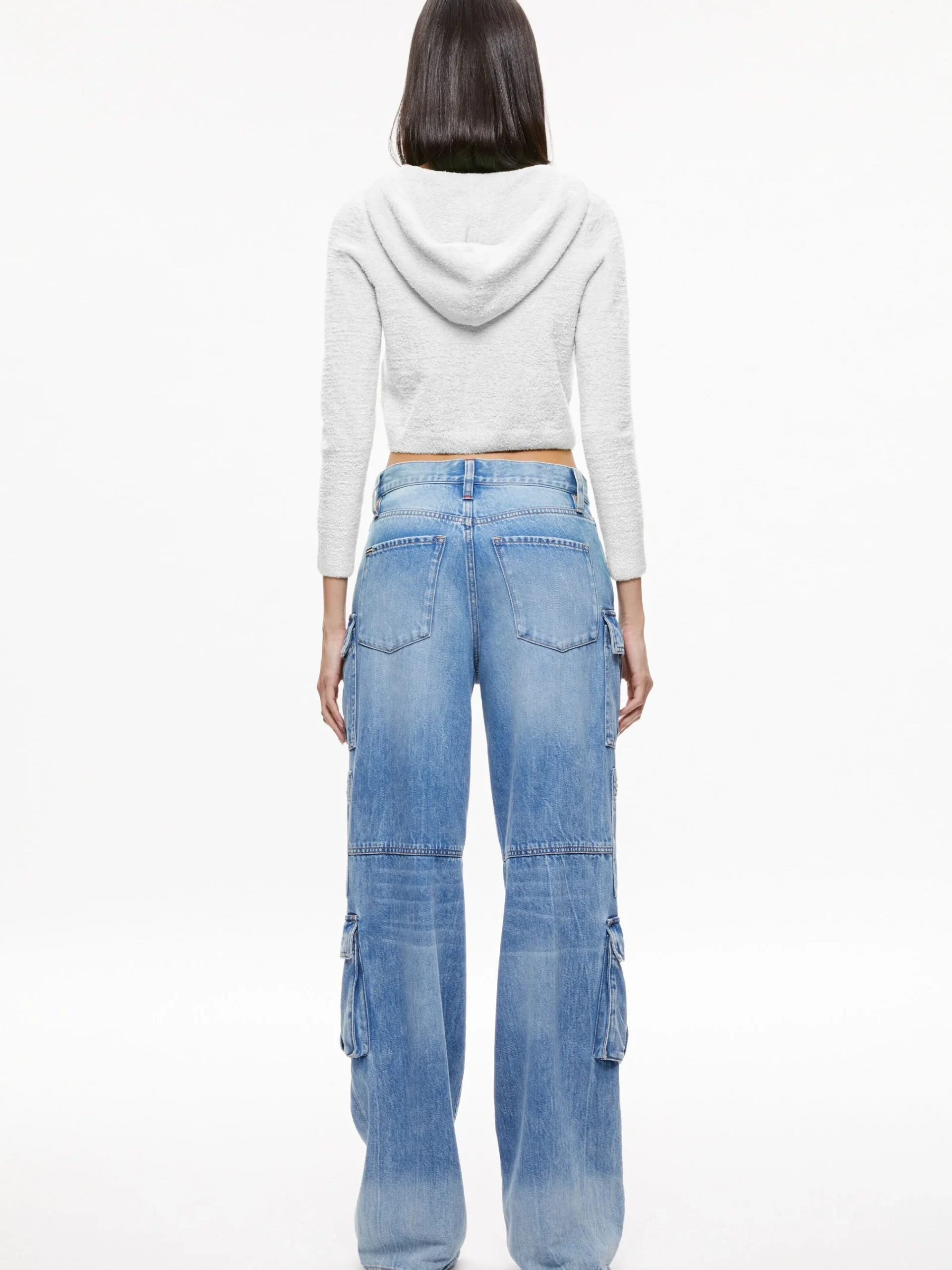 Alice and Olivia SWEATERS|TOPS*LIDELL CROPPED ZIP UP HOODIE