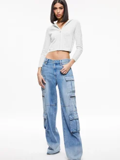 Alice and Olivia SWEATERS|TOPS*LIDELL CROPPED ZIP UP HOODIE