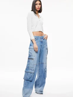 Alice and Olivia SWEATERS|TOPS*LIDELL CROPPED ZIP UP HOODIE
