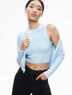 Alice and Olivia SWEATERS*LIDELL CROPPED ZIP UP HOODIE