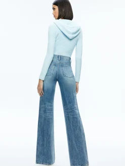 Alice and Olivia SWEATERS*LIDELL CROPPED ZIP UP HOODIE