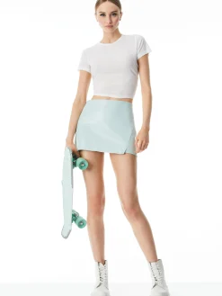 Alice and Olivia VEGAN LEATHER|SKIRTS*LILIA VEGAN LEATHER CROSSOVER SKIRT