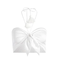 Alice and Olivia TOPS*LIVIA TIE FRONT HALTER TOP