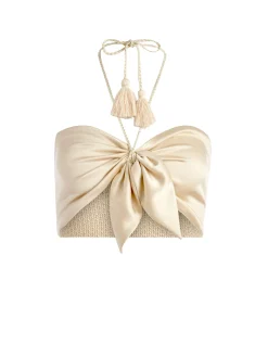 Alice and Olivia TOPS*LIVIA TIE FRONT HALTER TOP