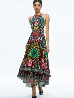 Alice and Olivia GUEST OF|MAXI*LOYCE TWIST BACK RUFFLE MAXI DRESS