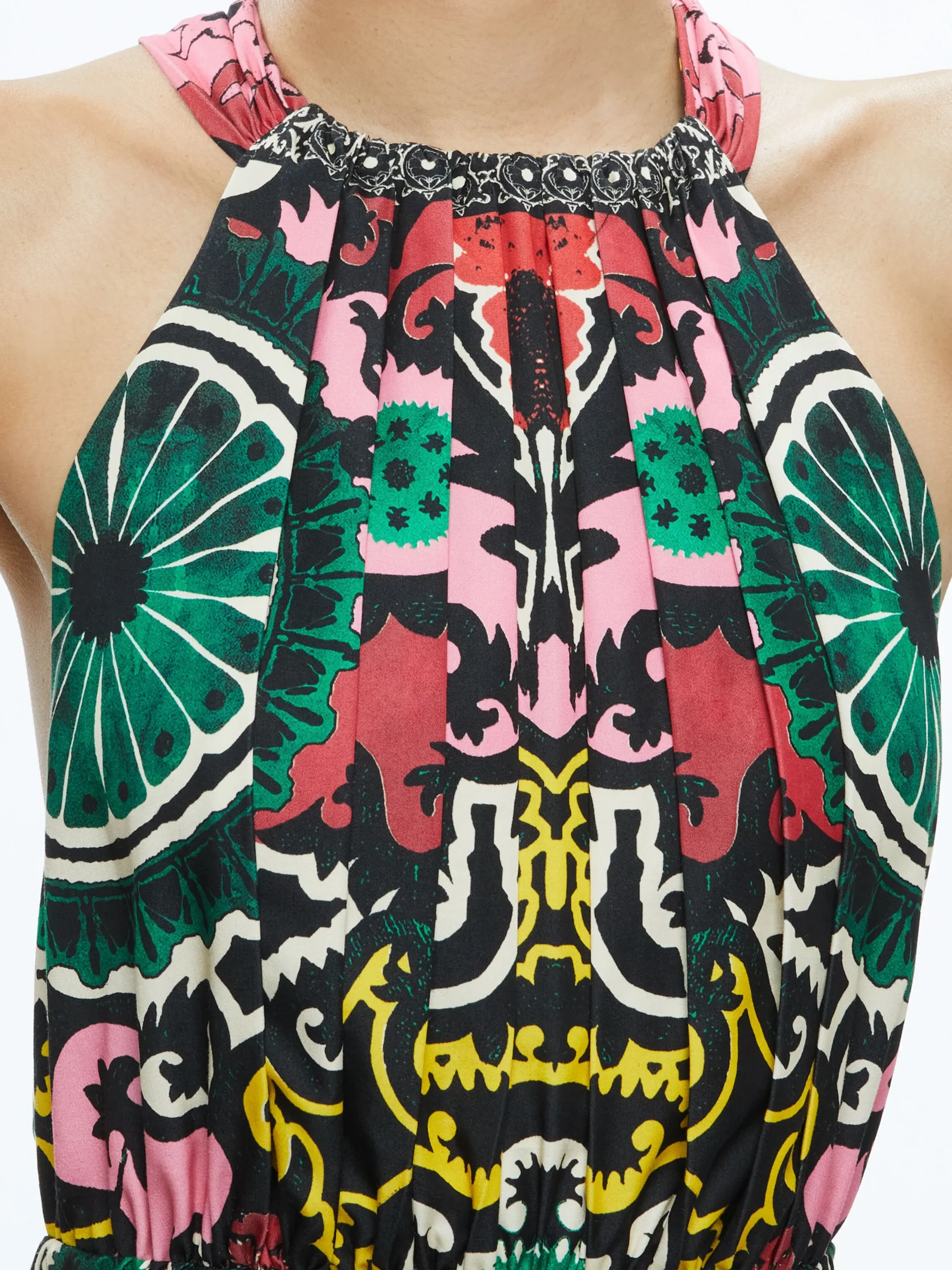 Alice and Olivia GUEST OF|MAXI*LOYCE TWIST BACK RUFFLE MAXI DRESS