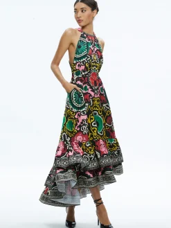 Alice and Olivia GUEST OF|MAXI*LOYCE TWIST BACK RUFFLE MAXI DRESS