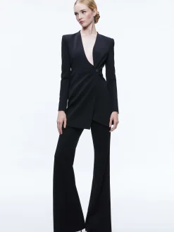 Alice and Olivia SUITS|JACKETS + COATS*LUCIEN CURVED V-NECK FITTED BLAZER