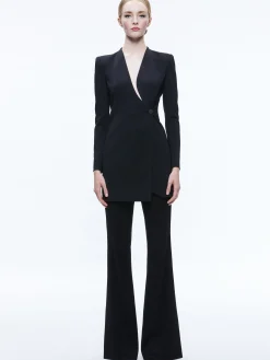 Alice and Olivia SUITS|JACKETS + COATS*LUCIEN CURVED V-NECK FITTED BLAZER