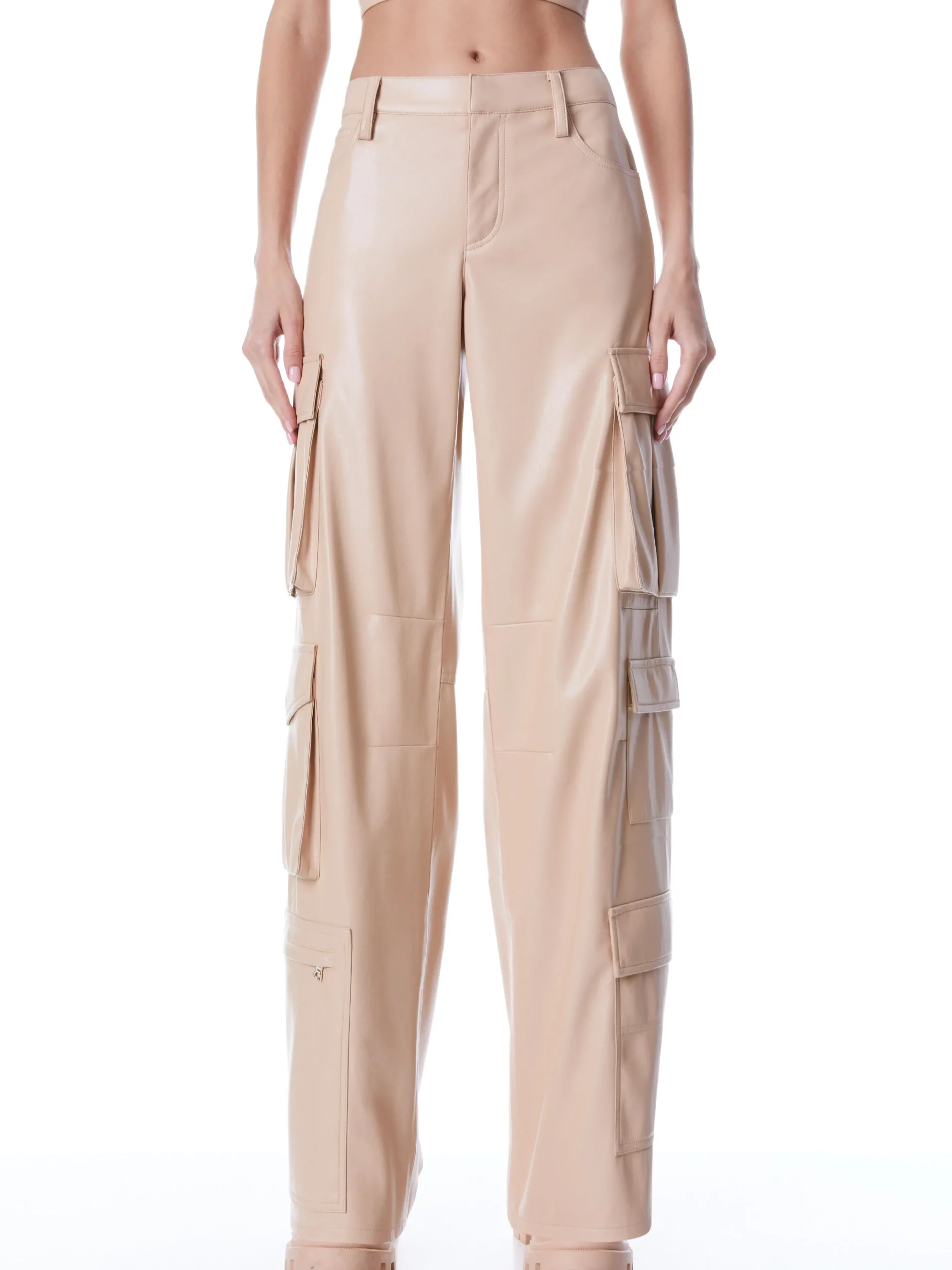 Alice and Olivia VEGAN LEATHER|ESSENTIALS*LUIS VEGAN LEATHER CARGO PANT