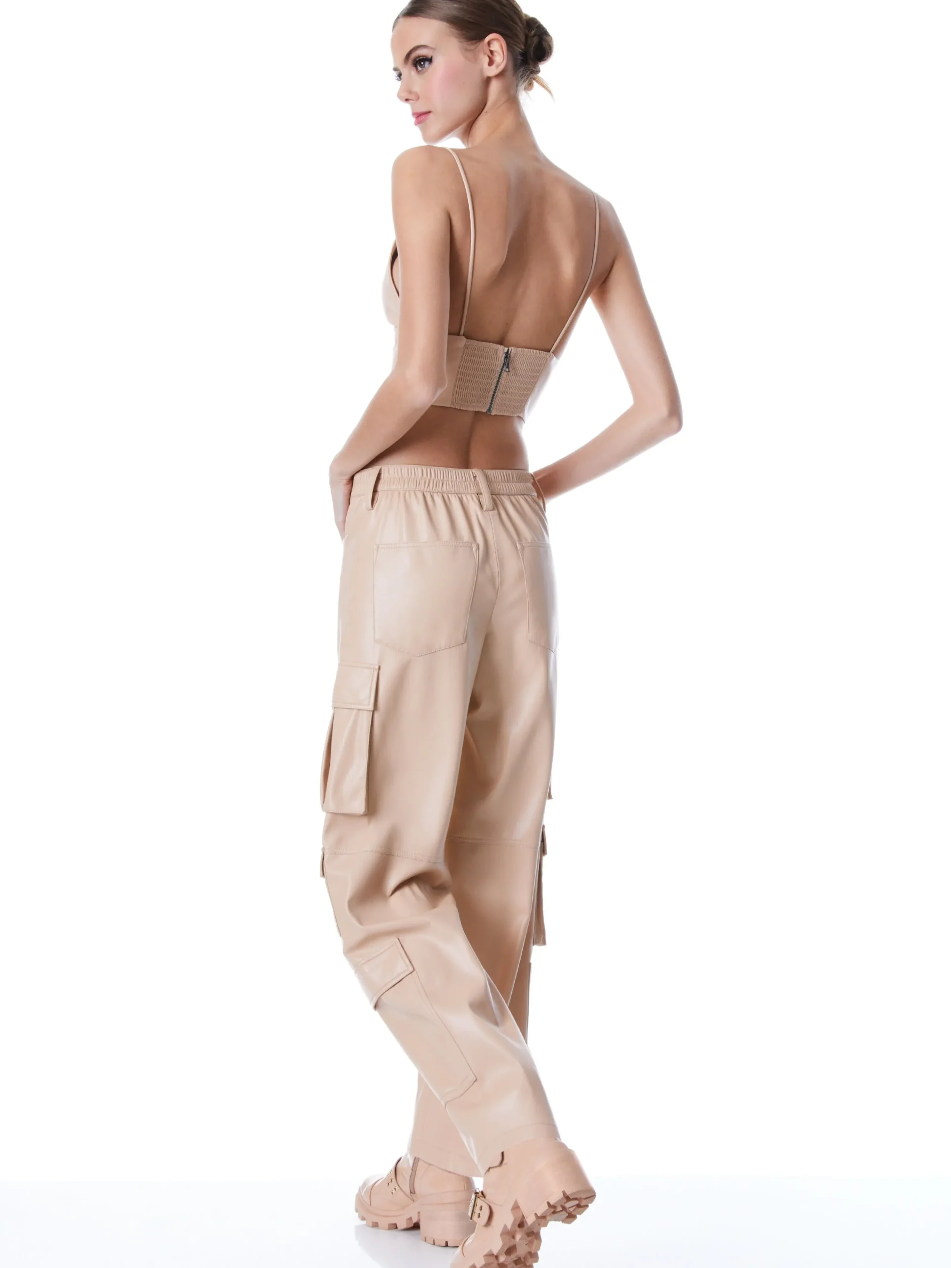 Alice and Olivia VEGAN LEATHER|ESSENTIALS*LUIS VEGAN LEATHER CARGO PANT