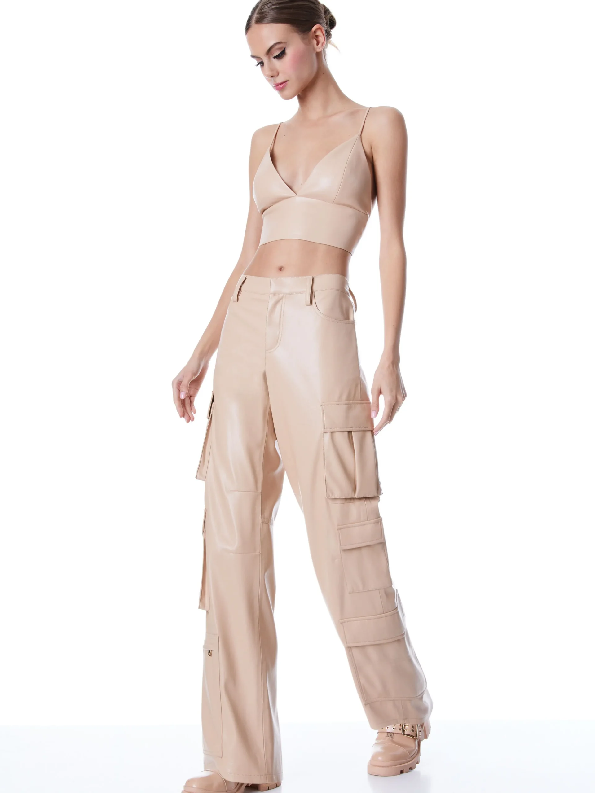 Alice and Olivia VEGAN LEATHER|ESSENTIALS*LUIS VEGAN LEATHER CARGO PANT