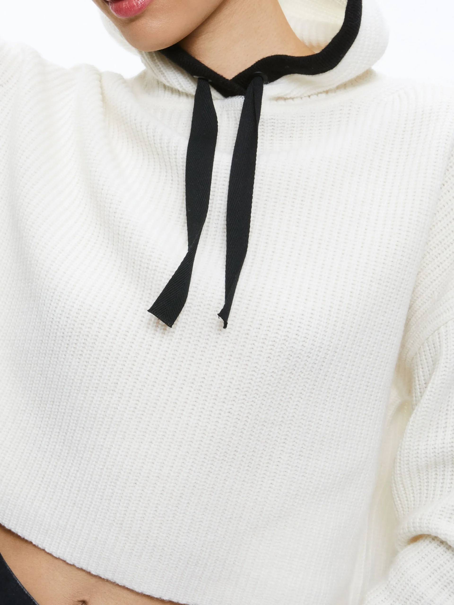 Alice and Olivia ESSENTIALS|SWEATERS*LUMI RIBBED KNIT HOODIE