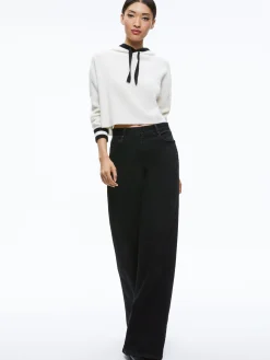 Alice and Olivia ESSENTIALS|SWEATERS*LUMI RIBBED KNIT HOODIE