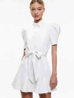 Alice and Olivia VEGAN LEATHER|VALENTINE'S DAY EDIT*LURLENE SHORT SLEEVE VEGAN LEATHER MINI DRESS