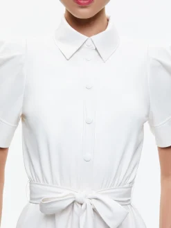 Alice and Olivia VEGAN LEATHER|VALENTINE'S DAY EDIT*LURLENE SHORT SLEEVE VEGAN LEATHER MINI DRESS