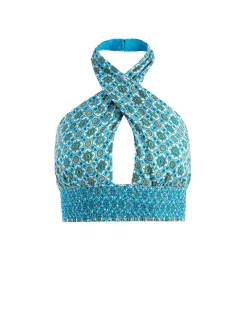 Alice and Olivia TOPS*LYNDON CROSS FRONT HALTER TOP