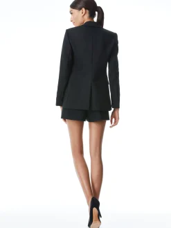 Alice and Olivia MATCHING SETS*MACEY FITTED NOTCH COLLAR BLAZER + DONALD HIGH WAIST SHORT- BLACK