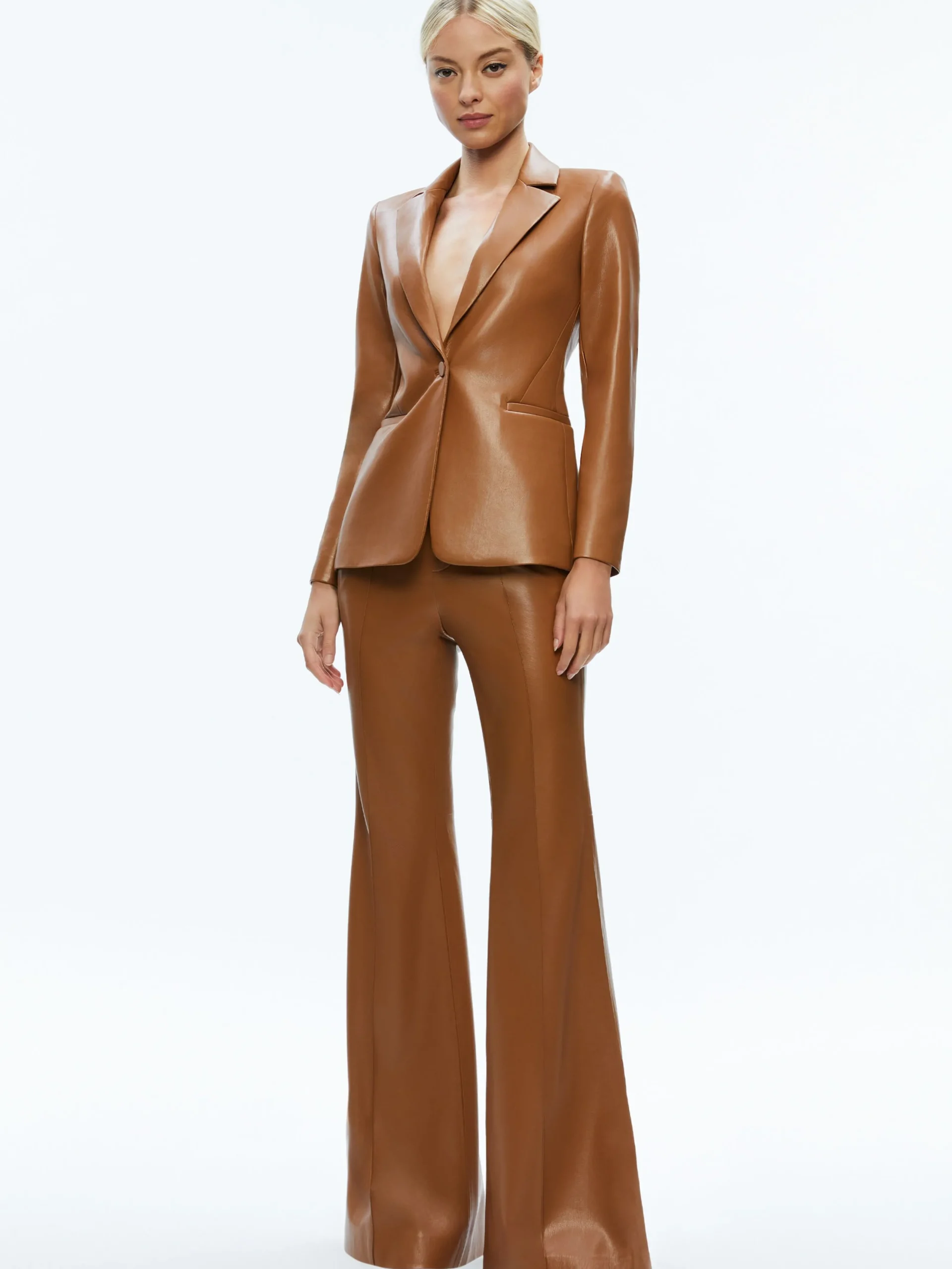 Alice and Olivia VEGAN LEATHER|JACKETS + COATS*MACEY FITTED VEGAN LEATHER BLAZER