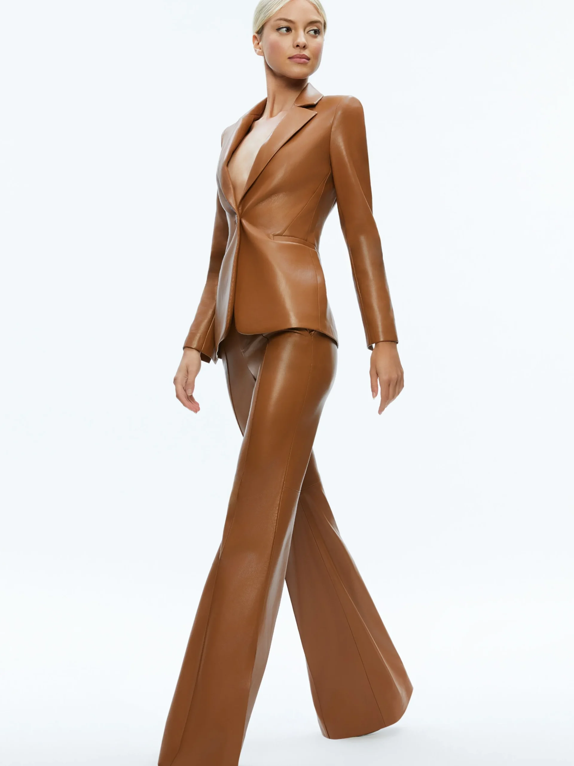 Alice and Olivia VEGAN LEATHER|JACKETS + COATS*MACEY FITTED VEGAN LEATHER BLAZER