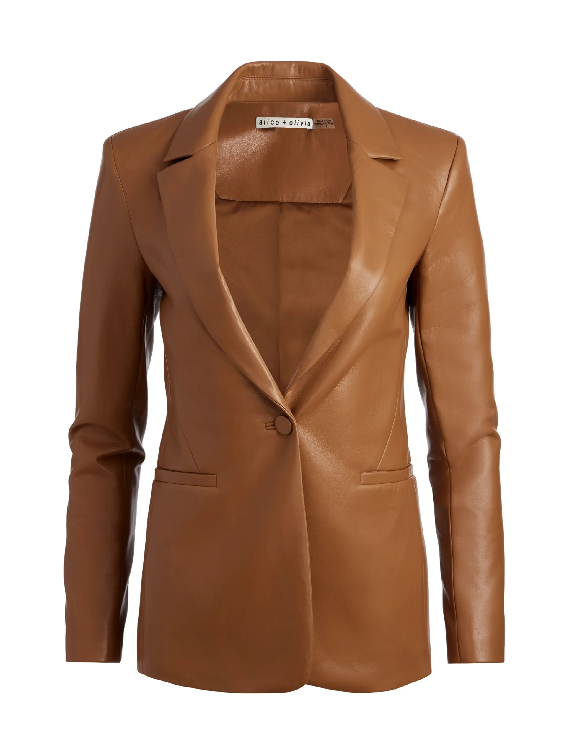 Alice and Olivia VEGAN LEATHER|JACKETS + COATS*MACEY FITTED VEGAN LEATHER BLAZER