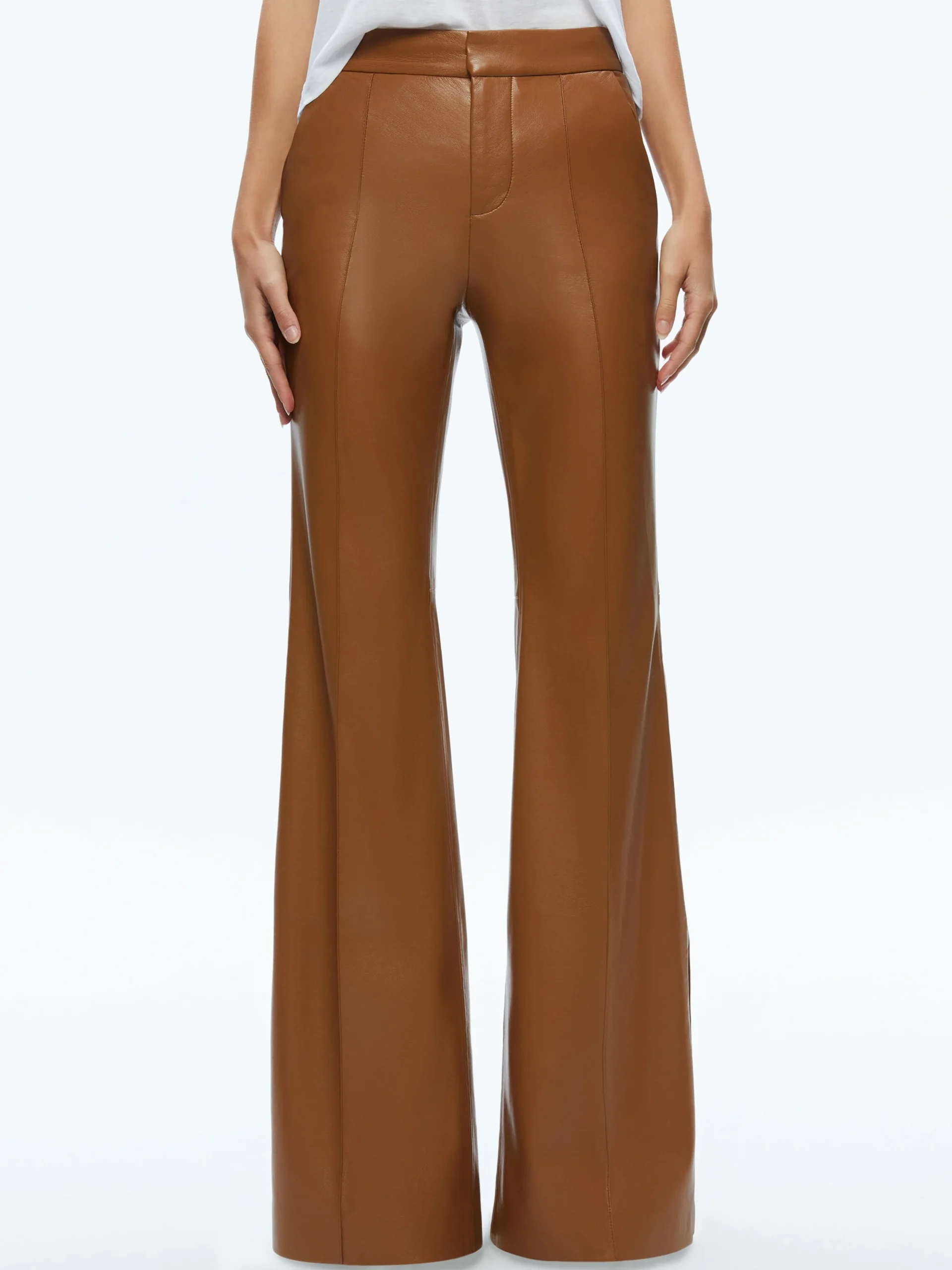 Alice and Olivia MATCHING SETS*MACEY FITTED VEGAN LEATHER BLAZER + DANETTE VEGAN LEATHER SPLIT HEM TROUSERS