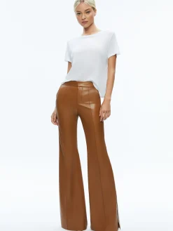 Alice and Olivia MATCHING SETS*MACEY FITTED VEGAN LEATHER BLAZER + DANETTE VEGAN LEATHER SPLIT HEM TROUSERS