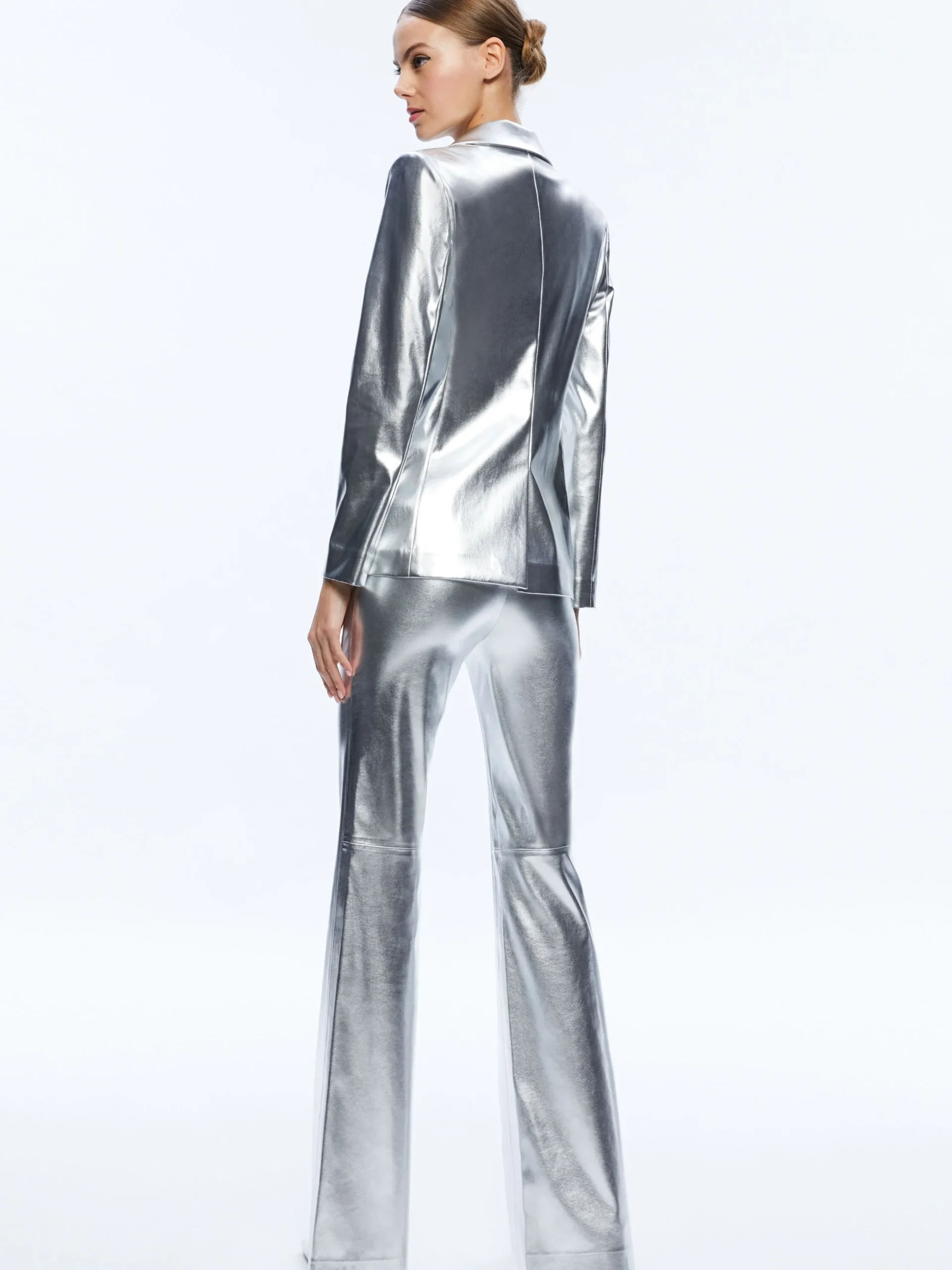 Alice and Olivia VEGAN LEATHER|JACKETS + COATS*MACEY METALLIC VEGAN LEATHER BLAZER