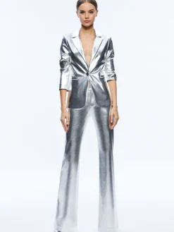 Alice and Olivia VEGAN LEATHER|JACKETS + COATS*MACEY METALLIC VEGAN LEATHER BLAZER