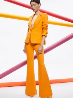Alice and Olivia MATCHING SETS*MACEY NOTCH COLLAR FITTED BLAZER + CARLI DENIM BRA TOP + BEAUTIFUL HIGH RISE BELL JEAN