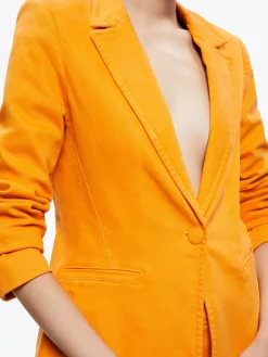 Alice and Olivia MATCHING SETS*MACEY NOTCH COLLAR FITTED BLAZER + CARLI DENIM BRA TOP + BEAUTIFUL HIGH RISE BELL JEAN