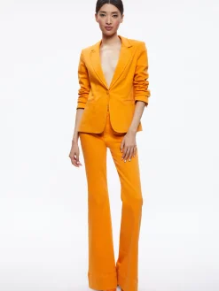 Alice and Olivia MATCHING SETS*MACEY NOTCH COLLAR FITTED BLAZER + CARLI DENIM BRA TOP + BEAUTIFUL HIGH RISE BELL JEAN