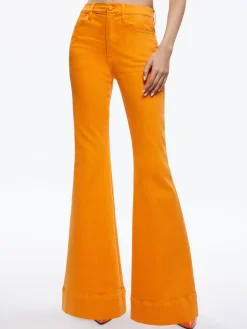 Alice and Olivia MATCHING SETS*MACEY NOTCH COLLAR FITTED BLAZER + CARLI DENIM BRA TOP + BEAUTIFUL HIGH RISE BELL JEAN