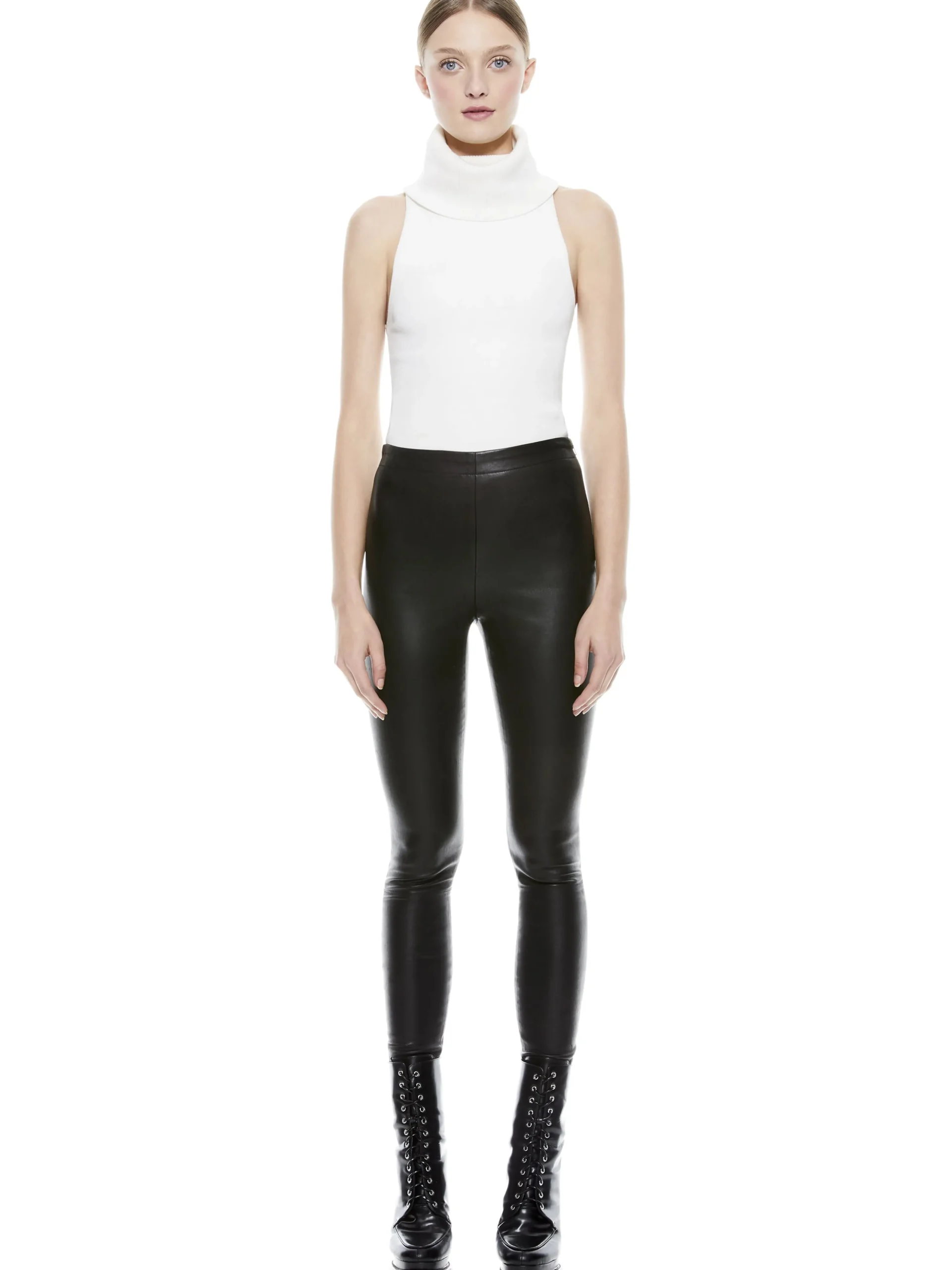 Alice and Olivia PANTS*MADDOX SIDE ZIP LEATHER LEGGING