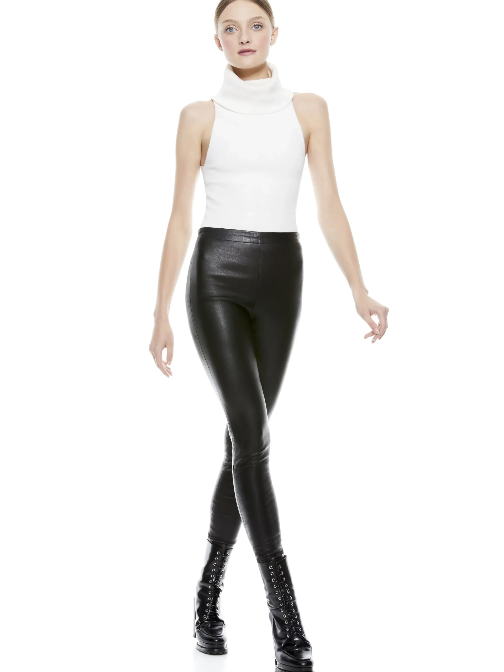 Alice and Olivia PANTS*MADDOX SIDE ZIP LEATHER LEGGING