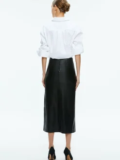 Alice and Olivia VEGAN LEATHER|ESSENTIALS*MAEVE VEGAN LEATHER MIDI SKIRT