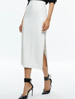 Alice and Olivia VEGAN LEATHER|ESSENTIALS*MAEVE VEGAN LEATHER MIDI SKIRT