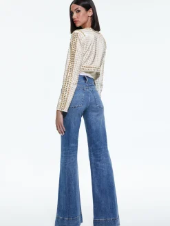 Alice and Olivia JACKETS + COATS*MAIRA CROPPED JACKET WITH CHAIN TRIM