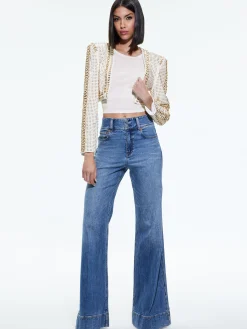 Alice and Olivia JACKETS + COATS*MAIRA CROPPED JACKET WITH CHAIN TRIM