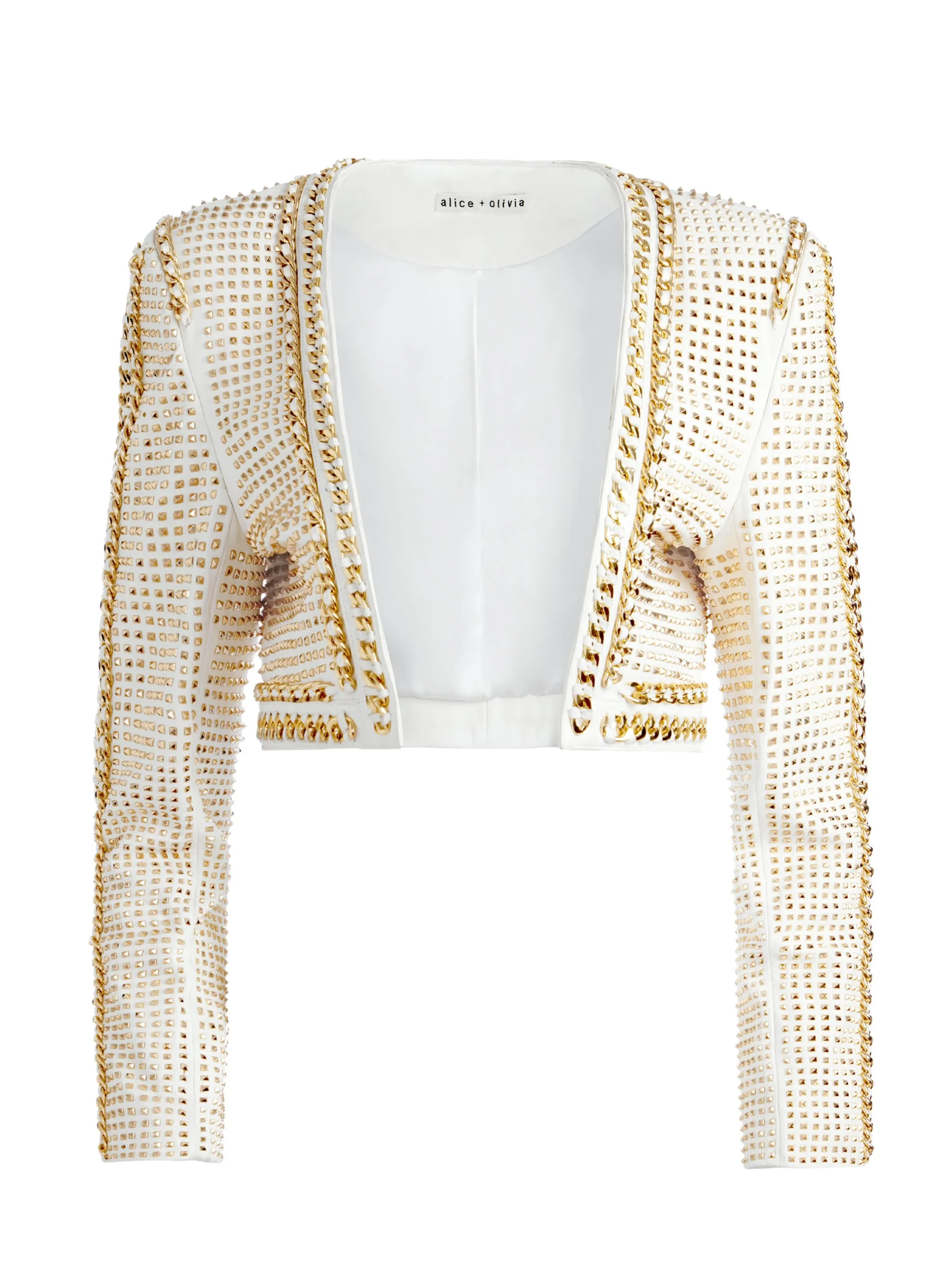 Alice and Olivia JACKETS + COATS*MAIRA CROPPED JACKET WITH CHAIN TRIM
