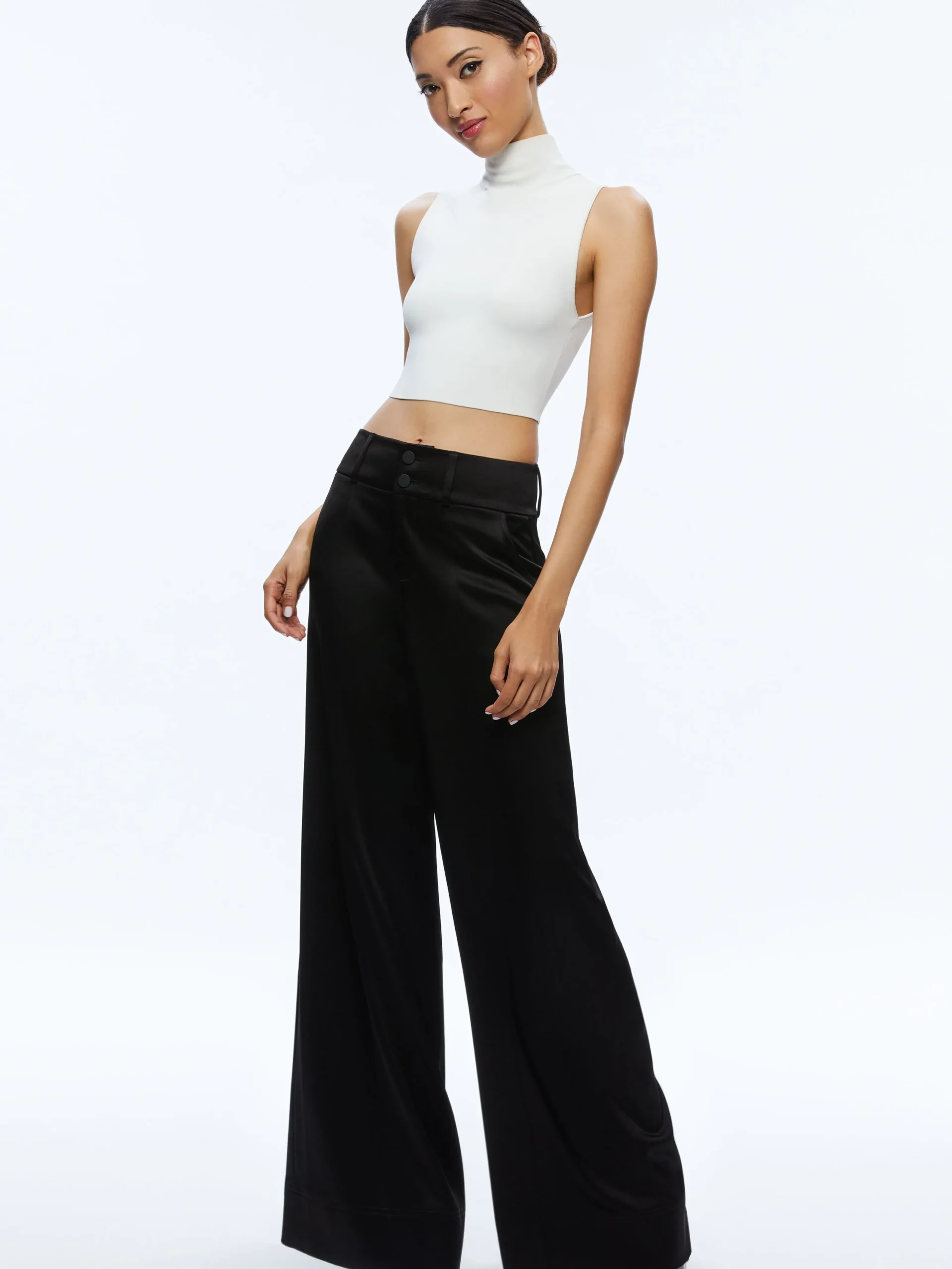 Alice and Olivia ESSENTIALS|VALENTINE'S DAY EDIT*MAME HIGH RISE WIDE LEG PANT