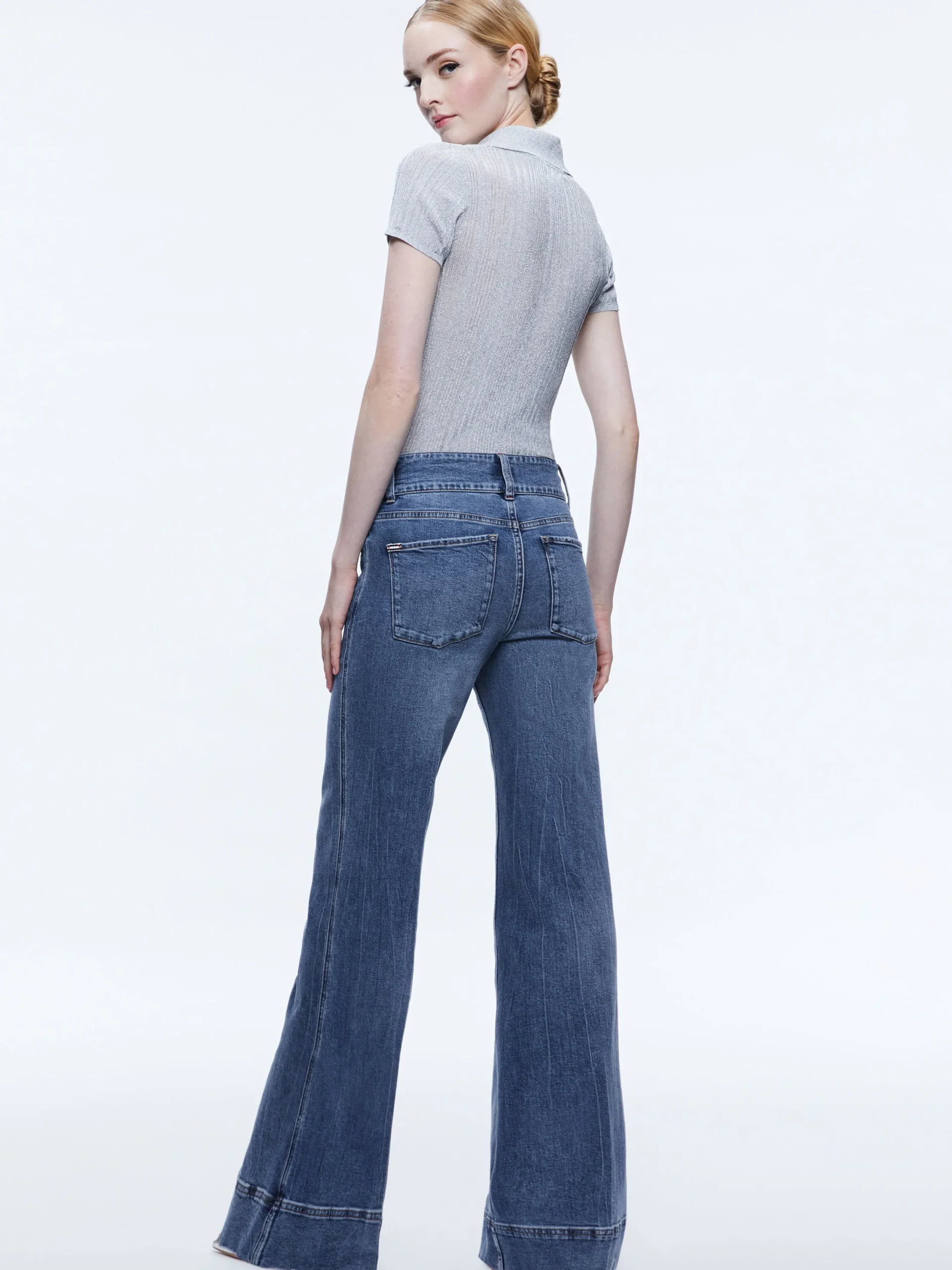 Alice and Olivia TOPS*MARTHA METALLIC POLO CROP TOP