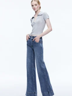 Alice and Olivia TOPS*MARTHA METALLIC POLO CROP TOP