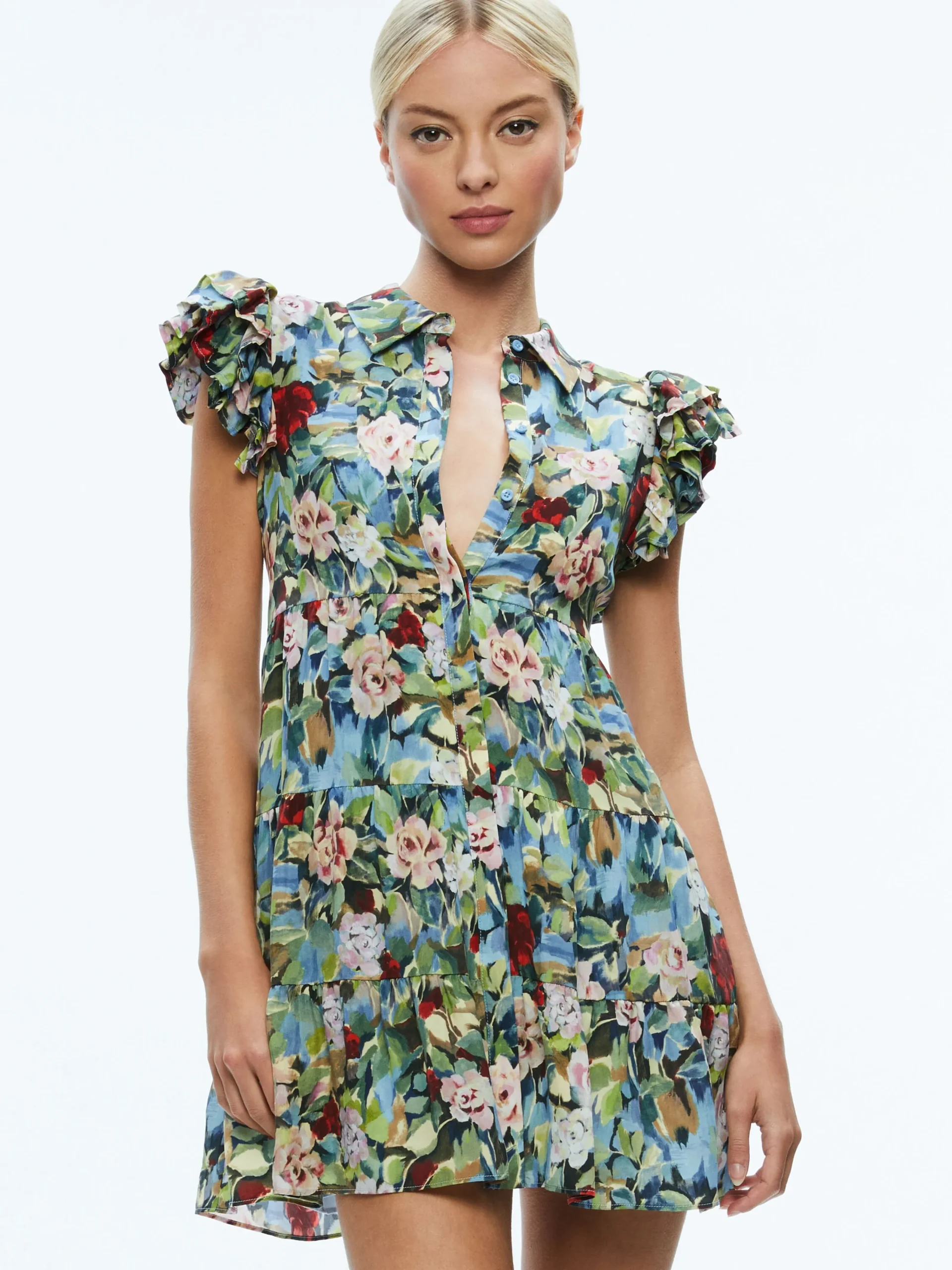 Alice and Olivia MINI|DRESSES*MEEKO RUFFLE SLEEVE SHIRT DRESS